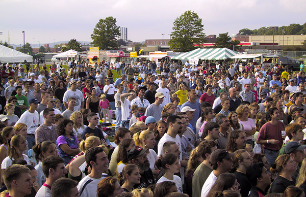 Crowd of people at outdoor music festival